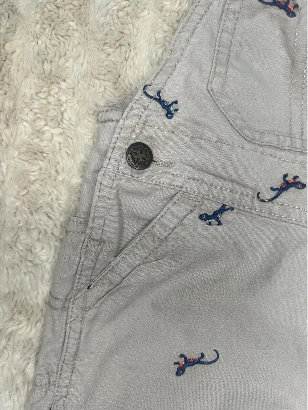 OshKosh B'gosh VestBak unisex khaki overalls 18M cotton embroidered classic - Picture 4 of 10